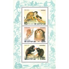 1992. Обезьяны (Лист из 3-х марок) (Неперфорированные марки)			