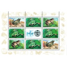 1992. Лягушки (Лист из 8 м.) (Неперфорированные марки)			
