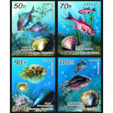 2014. Моллюски и рыба (беззубцовые марки)